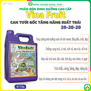 Phân Bón Dinh Dưỡng Cao Cấp Vina Fruit Can Tưới Gốc TĂNG NĂNG SUẤT TRÁI 20-20-20 (Khối lượng tịnh 5.5Kg)