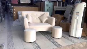 Bộ băng sofa mini dài 1m2 kèm 2 đôn 2 gối và bàn sang trọng cho phòng vừa và nhỏ