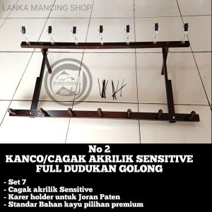 Kanco/Cagak joran timbang Akrilik sensitive full dudukan golong kayu premium