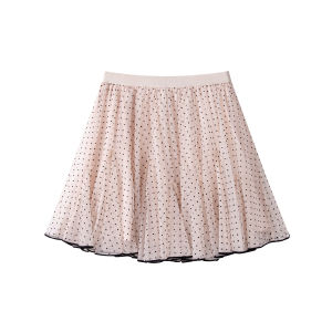 Cantonstory | Chân Váy Dạng A-Line Chấm Bi Màu Hồng Phong Cách Ballet Cao Waist