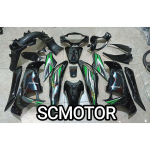 Cover Body Fullset Halus Kasar Honda Supra X 125 Lama Old 2005 s/d 2008 Warna Hitam Lis Stiker Hijau