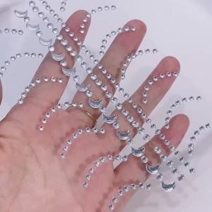 1Pcs 3D Moon Diamond Face Tattoo Stickers Bling Self-Adhesive Rhinestone Sticker for Music Festival Concert Body Jewels Decor NK