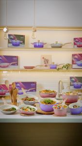 Felli La Chefz Ceramic Cookware Set (6 Pcs) [Saucepan 18cm + Frywok 28cm + Silicone Utensils] - Indigo Purple