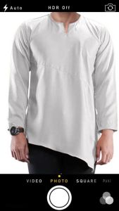 Baju Koko Kurta Pria Kerah V Cut Style Polos Tangan Panjang Muslim