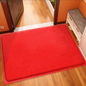 Red Entrance Mat Safe Passage Carpet Anti-Slip Door Mat Outdoor Door Rug Easy to Clean Silk Circle Home Decor Floor Mat