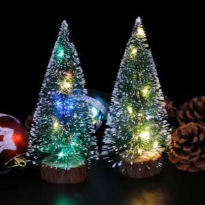 Table Top Small Christmas Tree with Lights Mini Artificial Xmas Tree Ornaments for Table Centerpiece