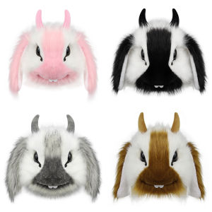 Faux Fur Rabbit Mask Fluffy Bunny Masks Easter Cosplay Party Costume Accessories