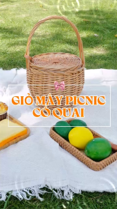 Giỏ Mây Picnic Vintage Chụp Ảnh Nàng Thơ - Giỏ Cói Đựng Đồ Dã Ngoại Siêu Chill - Hàng Thủ Công Mây Tự Nhiên Cao Cấp