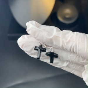 TIMESWIND Natural Myanmar A-type Jade Original Black Cross Pendant S925 Silver Women Earrings Fashion Jewelry with Certificate