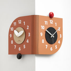 Emitdoog Corner Wall Clock Double-Sided Modern Simple Creative Living Room Decorative Wall Clock No Drilling Required