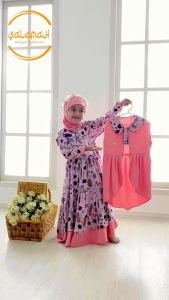 Gamis anak BILQIS KIDS | Plus jilbab pasmina inner slup tanpa jarum dan outer cantik | usia 2 3 4 5 6 7 8 9  11 - 15 tahun |  by Salamah Grosir Solo
