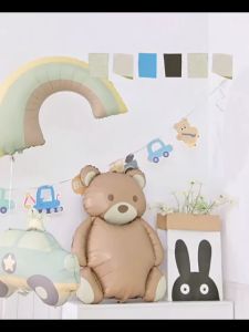 MEKANSM Balon Foil Matte Balon Kupu-kupu Pesawat Beruang Retro Anniversary