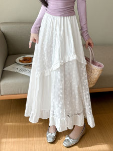 DAIXIANGFEIZI | Womens White Pleated A-line Skirt Mid Length