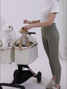 "Local Stock" Twin Pet Cart Outing Double Dog Stroller Folding Double Seat Double Layer Pet Cart Cat Small Dog Pram Pet Carrier Cat Stroller