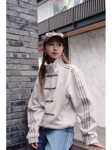 ZHUOCAN | Cleanfit Style Chinese Collar Buckle Velvet Jacket