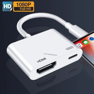 1080P โทรศัพท์ไปยังอะแดปเตอร์ HDMI AV สําหรับอะแดปเตอร์ iPhone เป็น HDMI ต้องการพอร์ตชาร์จสําหรับ iPhone รุ่น IPod จอภาพทีวีโปรเจคเตอร์