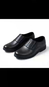 Men Black Slip On Formal Rubber Shoes Waterproof Anti Slip Rubber Sole Work Office School Uniform Footwear