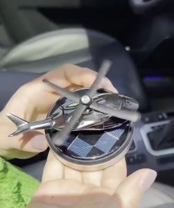 Automatic Solar Power Rotating Airplane Helicopter Car Perfume Auto Alloy Aircraft Air Freshner