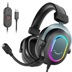 FIFINE | Fifine Dynamic RGB Gaming Headset with Mic Over-Ear Headphones 7.1 Surround Sound PC PS4 PS5 3 EQ Options Game Movie Music