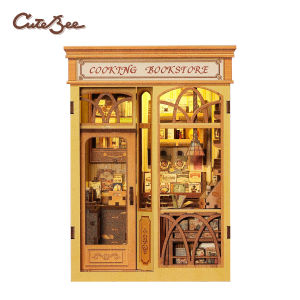 ชุดประกอบบ้านหนังสือ DIY CUTEBEE รุ่นร้านหนังสือแสนอบอุ่น แบบจำลอง 3 มิติ ทำจากไม้ ร้านหนังสือทำอาหาร ประกอบง่าย ของขวัญวันเกิดสำหรับผู้ใหญ่และวัยรุ่น