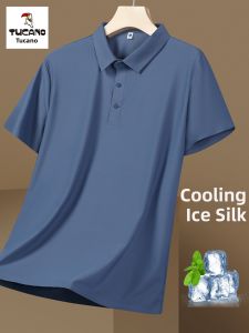 TUCANO Summer New Ice Silk Polo Shirt Men Loose Breathable Casual Short Sleeve T-Shirt Lightweight Upper Body Fashion Clothing