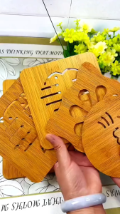 COMBO 10 Miếng Lót Nồi Chống Nóng Gỗ Tre Cách Nhiệt - Lót Chảo Ly Chén Đa Năng Chống Thấm Độ Bền Cao