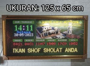 JAM MASJID DIGITAL FULL COLOR UKURAN 120 X 65 cm