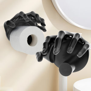 Creative Toilet Roll Paper Holder Resin Black Palm-Design Wall Mount Tissue Towel Dispenser Organizer for Home Kitchen Bathroom