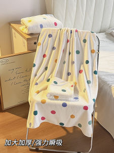 Khăn Tắm Vải Nhung San Hô Dày Dặn Mềm Mại Chống Rụng Lông Cho Người Lớn Mới 2025 Khăn Tắm Kẻ Sọc Cotton Nguyên Chất Hình Tròn