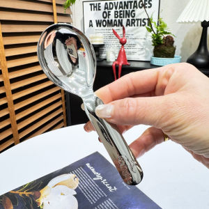 Short Handle Large Mouth Soup Spoon Cartoon 18-10 Stainless Steel Food Grade Dining Soup Spoon Rice Spoon Dining Utensils