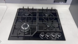 Original 4 Burner Built-in Gas Cooktop Stainless Steel Panel with Safety Fire Protection Cast Iron Trivet Household Kitchen Gas Stove