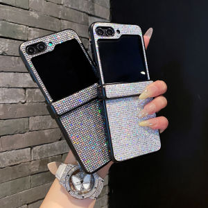 หรูหราประกายGlitterเคสโทรศัพท์สําหรับSamsung Galaxy Z Flip 7 6 5 4 3 5G Flip6 Flip5 ป้องกันเงาตาข่ายPCปกหลัง