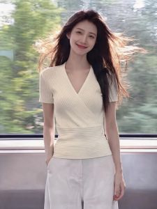 Slimming Elegant V-Neck T-shirt Blouse