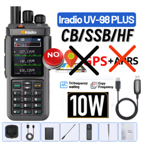 iradio UV-98 GPS APRS Tri-Standby Tri-display AM/CB/SSB HF HAM Radio with 1024 Channels AM LW MW SW UHF VHF RX TX Dual Antenna