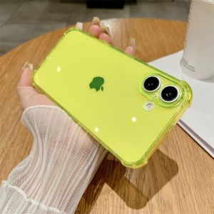 เรืองแสงนีออนกันกระแทกโปร่งใสสําหรับiPhone 16 15 14 Plus 13 12 11 Pro MaxสีCandy Slim SoftซิลิโคนTPU Cover