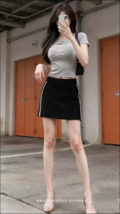 Thick A-Line Mini Skirt for Women with Pockets | High Waist Elastic Casual Skirt for Daily Wear | Korean Style Street Fashion