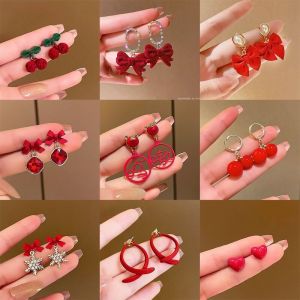 2022 New Year Celebration Red Series Womens Earrings Butterfly Knot Dangle Vintage Style Fashion Jewelry Accessories