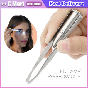 Easy-clean Eyebrow Plucking Tool Professional Stainless Steel Eyebrow Clip with Led Light for Precise Hair Removal LED Eyebrow Clip with Light Stainless Steel Female Arrow Pattern Intelligent Design for Beautyeyebrow Trimming Hair Clippers