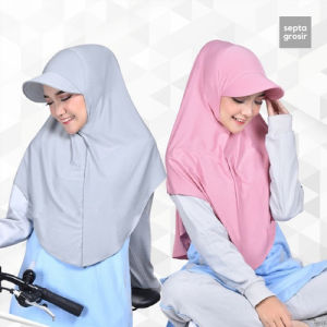 Hijab Topi Sporty Olahraga Jersey/ Kerudung Topi Olahraga Gowes