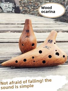 Solid Wood Ocarina 12-Hole Ac Tuning Alto 6-Hole Ac Beginner Anti-Fall Durable Wood 12-Hole Six-Hole Wu Flute