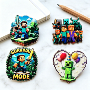 Bandai | 4/8pcs Adventure Enamel Pins Set Pixel Game Character Metal Lapel Brooches Cute Monster Decorative Badges for Backpack