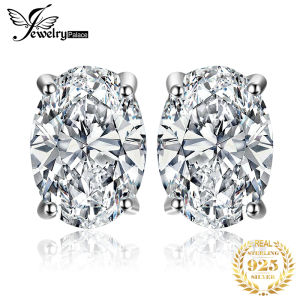 JewelryPalace Moissanite GRA D Color Total 2ct Oval S925 Sterling Silver Stud Earrings for Woman Luxury Fine Jewelry 100% Passed The Diamond Selector
