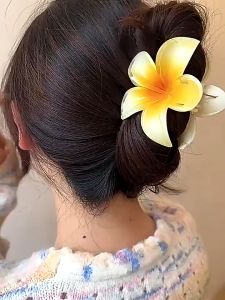 Hawaiian Style Colorful Plumeria Flower Hairpin Grips Clips Barrettes Accessories Headwear Korean Big Crab Hair Clamp Wholesale Fashion Accessories Accessories Hair Accessories