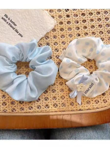 Dây Buộc Tóc Hình Bướm Ngôi Sao Màu Xanh Ngọt Ngào Cho Phụ Nữ Dây Buộc Tóc Đuôi Ngựa Dây Buộc Tóc Tròn Mùa Hè Phụ Kiện Tóc