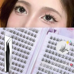Soft No-Clip Three-Step Sunflower Eyelashes Natural Looking Female Model Easy to Use Plastic Black Stem Artificial Fiber