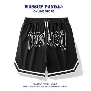 Wassup Panda American Style Basketball Shorts for Men Ice Silk Casual Loose Straight Leg Five-Quarter Length Summer Shorts