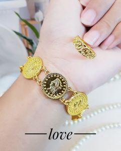 Xuping Gelang Koin Set Cincin Warna 24K Xds159c