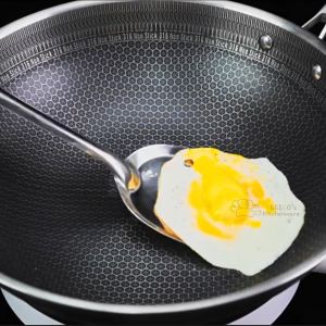 【𝐏𝐫𝐞𝐦𝐢𝐮𝐦】Non-stick Pan 304 Stainless Steel Honey Comb Double Full Screen No Coating Kuali Wok
