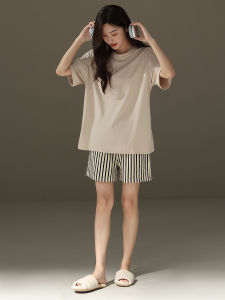 me home wear | Summer Japanese Simple Style Round Neck Short Sleeve Pajama