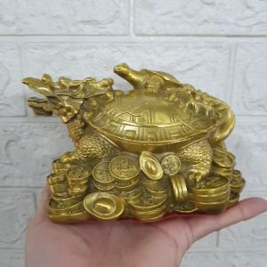 Tượng Long quy phong thuỷ chất liệu bằng đồng vàng MS045Q